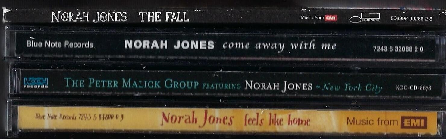 * Lot 4 CD Norah Jones: Come Away With Me, Feels Like Home, The Fall, Peter Mali