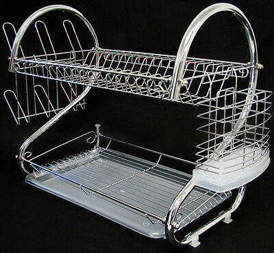 Chrome Kitchen Dish Cup Drying Rack Drainer ...