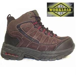 NEW WORKLOAD SAFETY BOOTS MEN'S 10 TITANIUM COATED TOE SHOE - BROWN - CSA WORK - STEEL TOE WORK