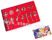 Sailor Moon Pretty Guardian Set 12 Cosplay Make Up Keychain Necklace Toy Silver