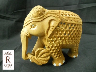 Elephant Animal gift home Decor india wooden handicraft sculpture Forest Nature