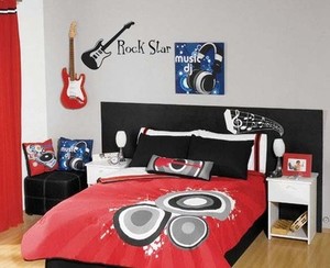 ROCK-STAR-GUITAR-Wall-Decal-Vinyl-Sticker-Music-Band-Bedroom-Kids ...