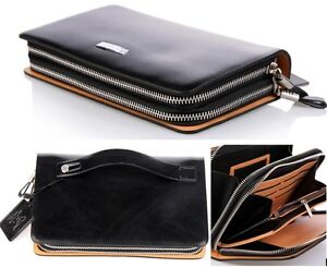 Men-Genuine-Leather-Wallet-Hand-Bag-Checkbook-Double-Zip-Around-black-2113022-01