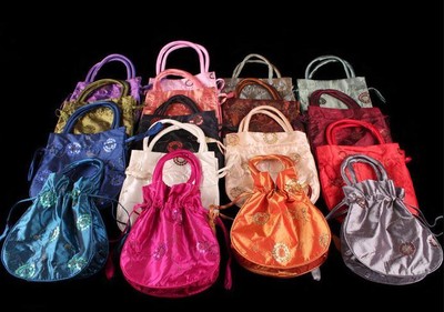 Wholesal10pc Chinese Handmade Embroiderd Sequins Silk Bag ...