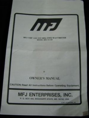 MFJ VHF 144-220 MHz SWR Wattmeter Model MFJ-812B Instruction Manual. Buy it now for 12.99