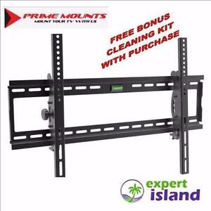 New Prime Mounts RT 101 TV Tilt Wall Mount displays 32" - 65" up to 175 lbs With Bonus Screen Cleaner kit ($30 Value)