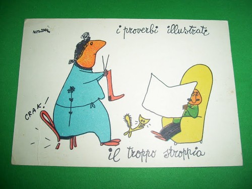 I-Proverbi-Illustrati-n-10-1953-illustratore-P-Mondaini-Il-topo-stroppia-GB