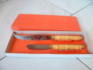 of Knives Butter french  Box cheese knives Marked Knives Set Cheese  French Pradel Vintage