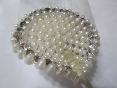 HAIR STICK CELLULOID AND RHINESTONE FAUX PEARL BEAUTIFUL