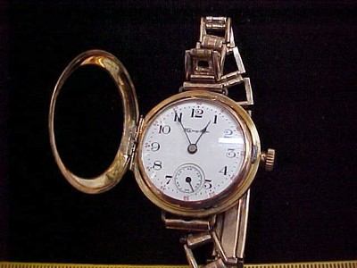 Estate Vintage Pocket Watch Hunter Hampden ls gold filled working 7 in 17 jewel