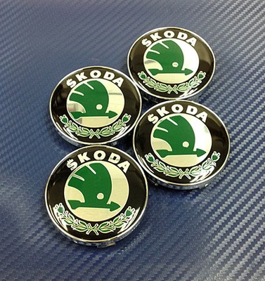 Skoda 60mm Chrome Wheel Centre Caps 4pcs Fabia Octavia Yeti Superb