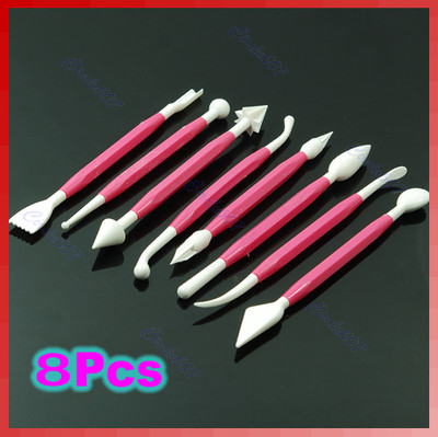 8Pcs Fondant Hand Made Fruit Cake Cookie Paste Decorating Flower Modelling Tools