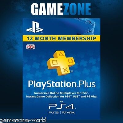 PlayStation Plus PSN 365 Days UK Card - PS Store 12 Month Code - SONY 1 Year Key