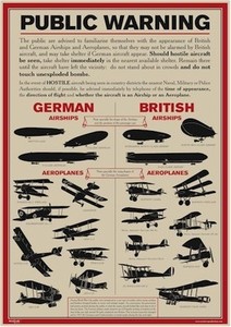 WW1 German/British Planes Wall Chart RFC British V ...