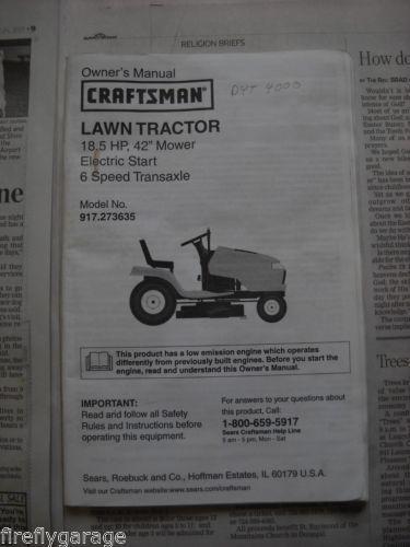 Craftsman Owners Manual Lawn Tractor | eBay