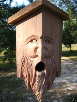 hand carved cedar birdhouse WOOD SPIRIT FACE ...