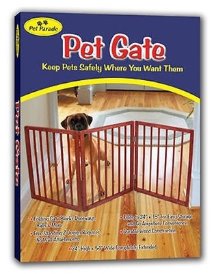 Free Standing Folding Wood Finish Pet Gate ...