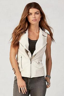 Pre-owned True Religion $498  Brand Jeans Women's Leather Moto Vest Size Medium In White