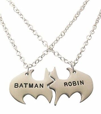 BATMAN and ROBIN Best Friends or Couples Split Pendant Necklace