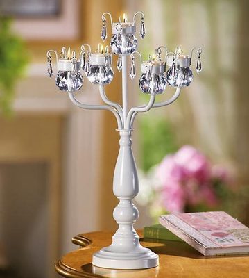 5-WHITE-Crystal-Beaded-chandelier-candelabra-Candle-Holder-wedding-centerpiece