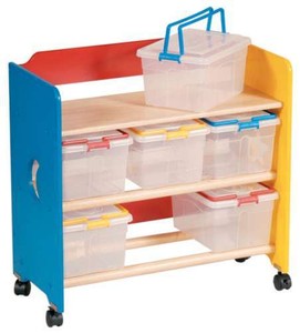 Moon Stars Toy Box Storage Shelves Casters Rolling Kids