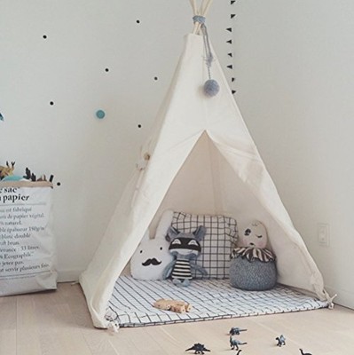 UPC 701722321434 product image for Han-mm Kids Foldable Teepee Play Tent White One Four Ploes Style | upcitemdb.com