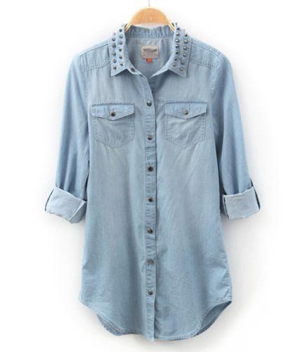 Womens Long Sleeved Denim Shirt | eBay
