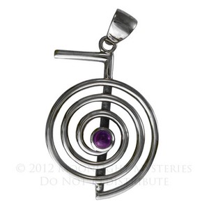 ... -Silver-SS-Cho-Ku-Rei-Amethyst-Reiki-Pendant-Jewelry-ChoKu-Rei-Spiral