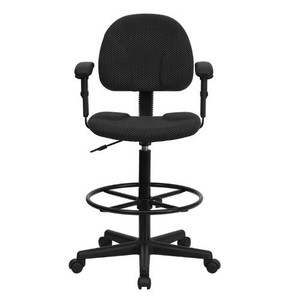 ... ADJUSTABLE-ERGONOMIC-FABRIC-COUNTER-office-BAR-chair-HEIGHT-Stool-Arms