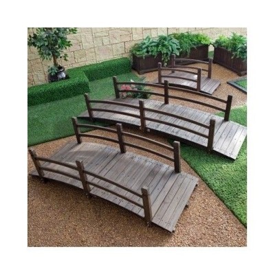 Wood Garden Bridge Stained Dark Arched Mote ...