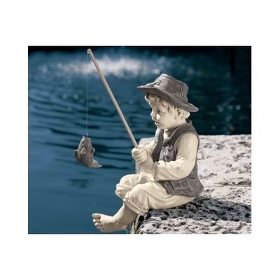 Fishing Boy Statue Garden Yard Decor Outdoor ...