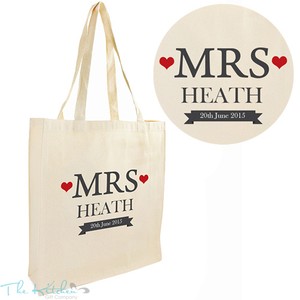 Details about Personalised Mrs Bride Cotton Tote Shopping Bag Wedding ...