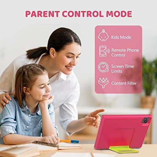 Kids Tablet, 10 inch Android 13 Tablet, Tablet for Kids, Quad 10.1 inch Pink