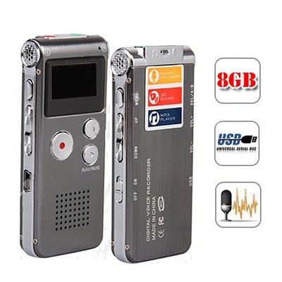 Steel-8GB-Digital-Voice-Recorder-650Hr-Dictaphone-MP3-Player-VOR-Rechargeable