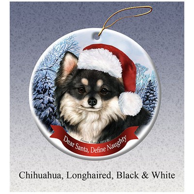 Chihuahua Long Hair Black Howliday Porcelain China ...