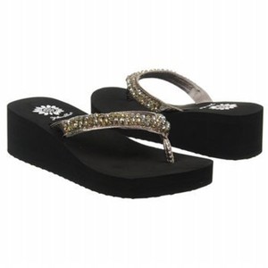 Details about Yellow Box Flip Flop Sandals Shelby Pewter Beaded Strap ...