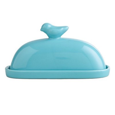 Whimsical Turquoise Blue Bird Ceramic Butter Dish ...