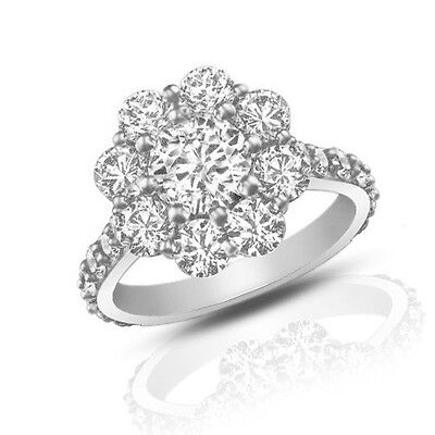 2.90 ct Round Cut Diamond Cluster Engagement Ring Best Buy on (Best Round Engagement Rings)