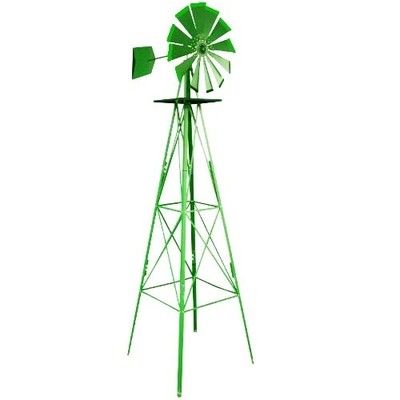 8ft Green Metal Windmill Garden Yard Decorative ...