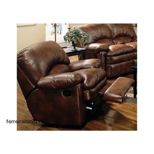 Rocker Recliner Sofa Chair Brown Leather Furniture Lazy 