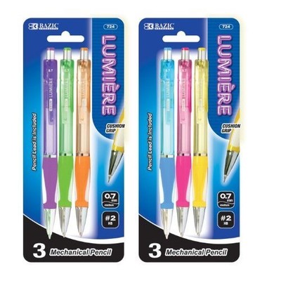 UPC 764608007242 product image for Bazic Lumiere 0.7 Mm Mechanical Pencil W/ Grip (3/pack) | upcitemdb.com