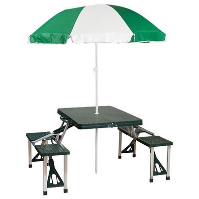 Folding Outdoor Picnic Table Umbrella Plastic Metal ...