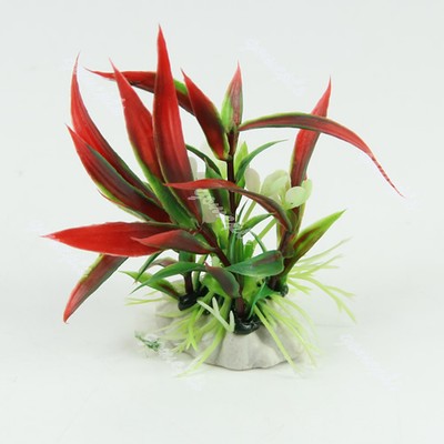 Red Green Plastic Plant Grass for Aquarium ...