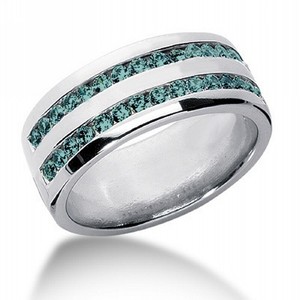 Details about 1 CARAT BLUE DIAMOND CHANNEL MEN'S WEDDING BAND TWO ROW ...