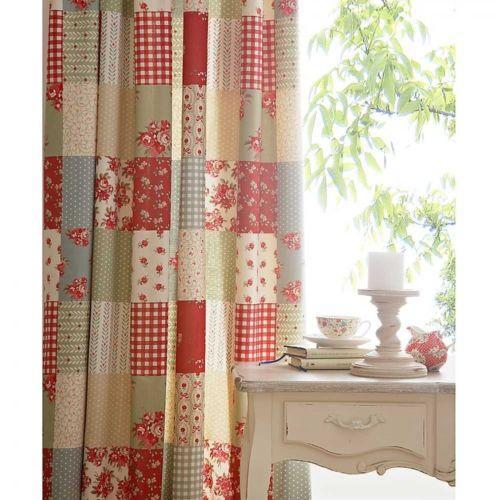 Red Curtains beige red curtains : Patchwork Curtains | eBay
