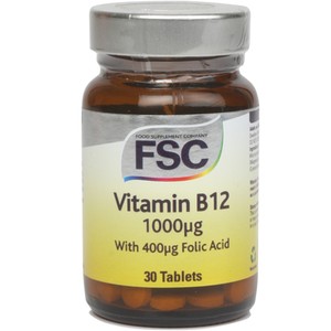 Vitamine B12 1000ug Acide Folique 400ug 30 Comprimes FSC