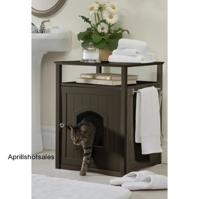 Enclosed Cat Litter Box Furniture Espresso Small ...