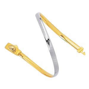 ... Yellow  White Gold 4.0mm Diamond Cut Reversible Omega Bracelet Box