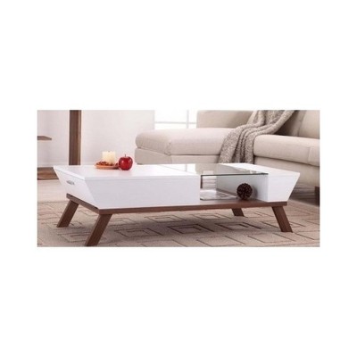 Modern White Coffee Table Glass Wood Contemporary ...