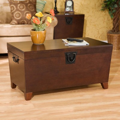 Storage Trunk Coffee Cocktail Table Wood Treasure ...